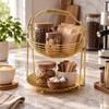 Two-Tier Fruit and Snack Basket Modern Kitchen Counter Organizer Wipe-Clean