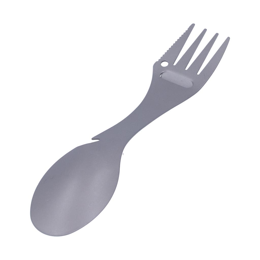 5 in 1 Camping Spoon Fork Bottle Opener Sawtooth Cutter Portable Stainless Steel Spork