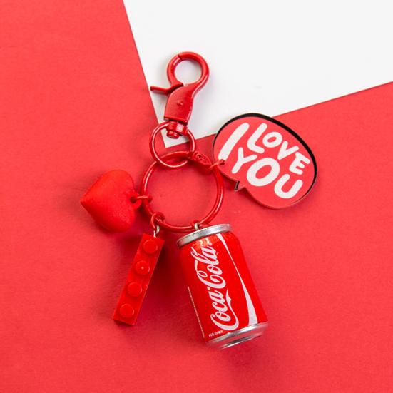 Key Chain Delicate Craft Cartoon High Simulated Funny Couple Accessory Decorative Portable Red Cola Bottle Keychain Car Pendant