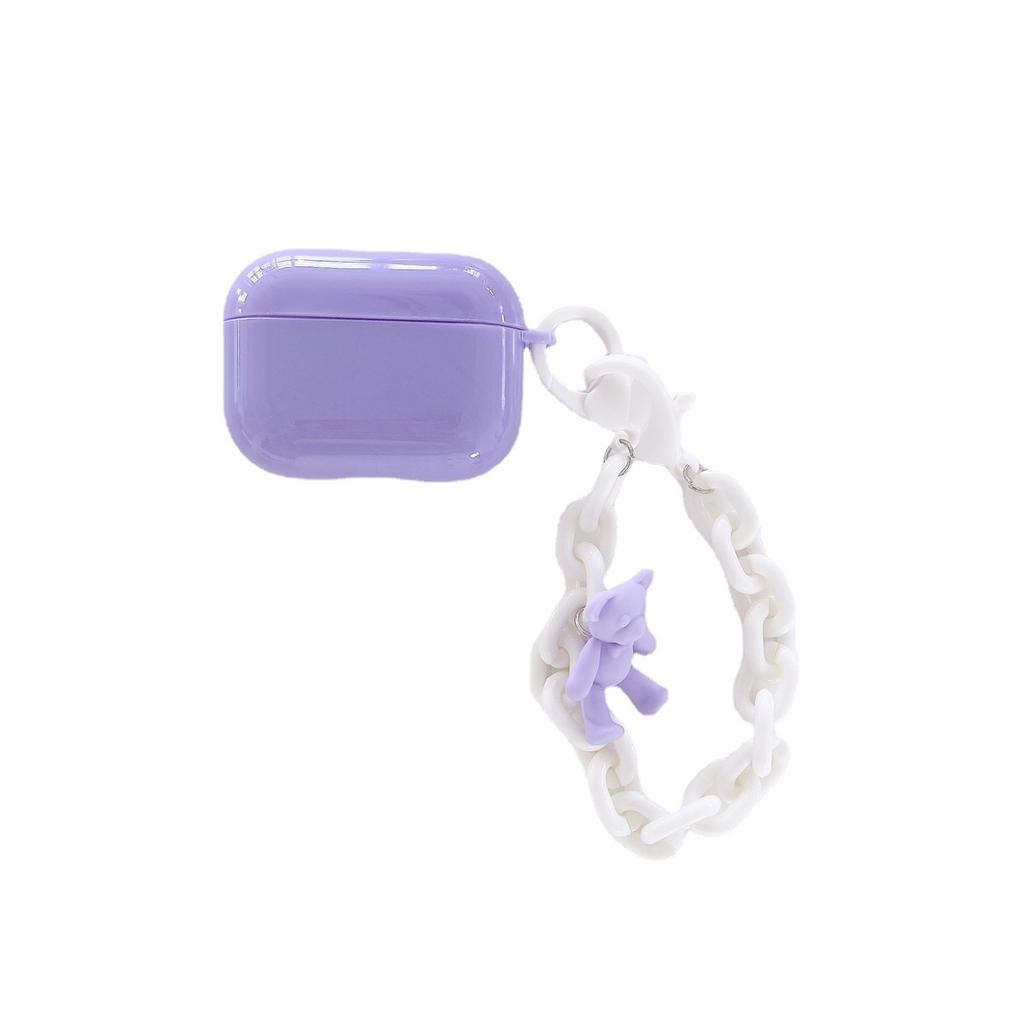 Compatible with Apple AirPods Pro 1st Gen Bluetooth Earphone Protective Case 1/11 Purple Cute Little Bear Earphone Headphone Case