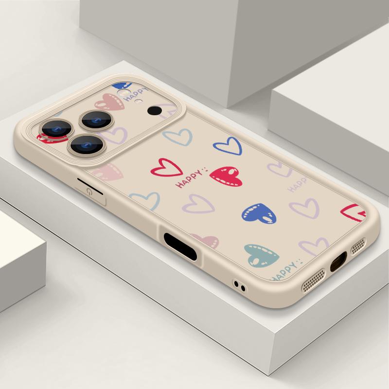 Shockproof Phone Case For iPhone 17 Pro Max Case iPhone 16 15 14 13 Pro Max 11 17e 16e Love Hearts Print Soft Silicone Bumper Cover