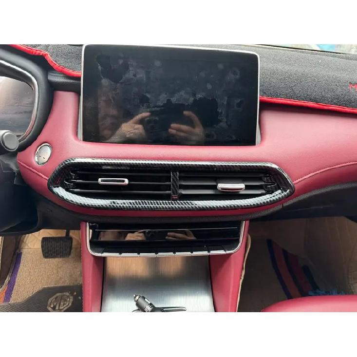 For MG HS 2018      2024 ABS Carbon Black Front Air-Conditionin Outlet Vent Frame Cover Trim Car Accessories