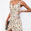 Spring Summer Women Tie Up Slim Fit Camisole Dress High Waist A-Line Suspender Floral Print Irregular Middle Dress