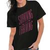 Surviving and Thriving Breast Cancer Ribbon Womens Graphic Crewneck T Shirt Tee