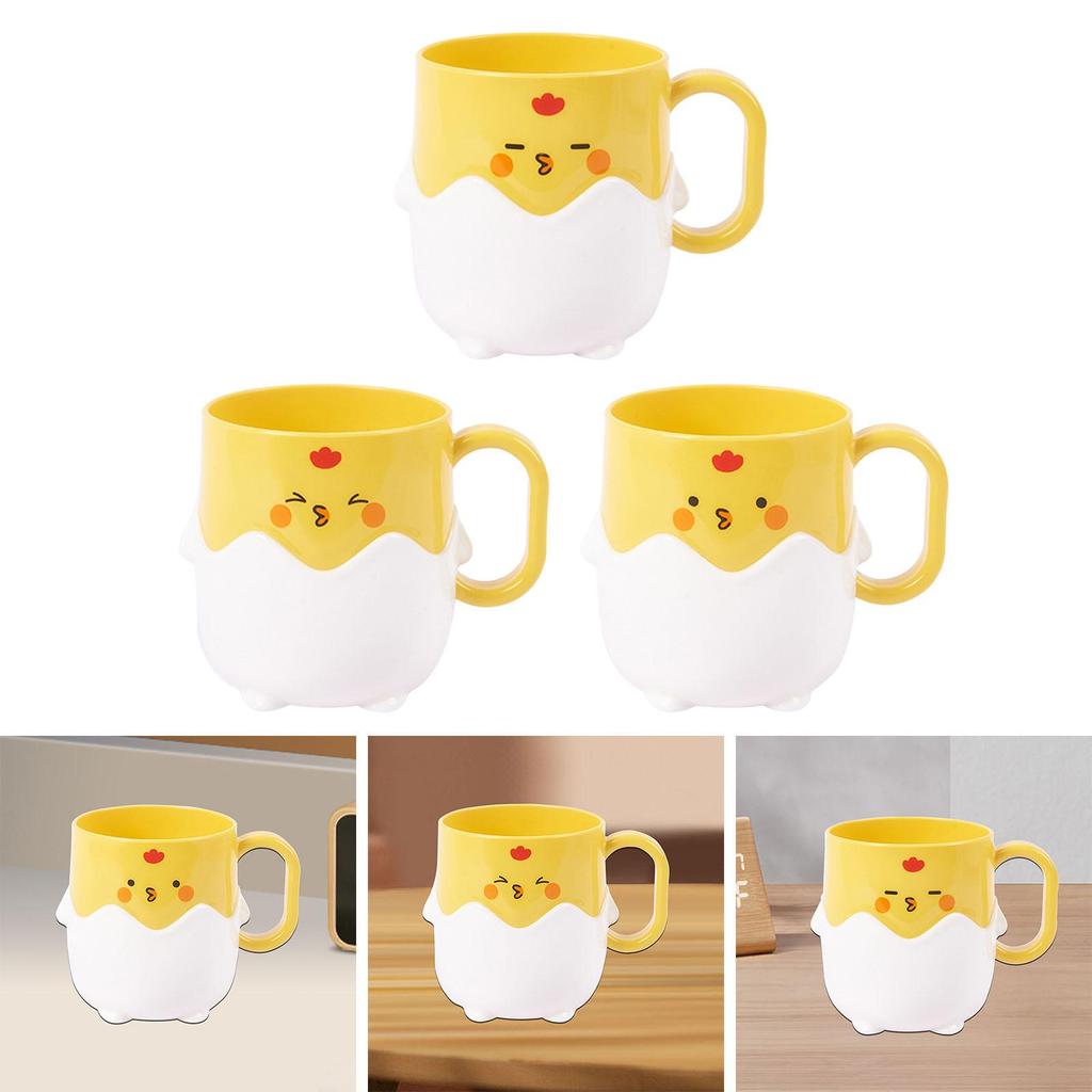 Cartoon Chicken Toothbrush Cup Creative Comfortable Handle Anti Drop Washing Cup for Child Boys Girls Kids Teens Traveling