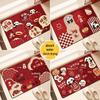 Red Festive Diatomaceous Earth Bathroom Mat - Non-Slip, Absorbent, Quick-Drying