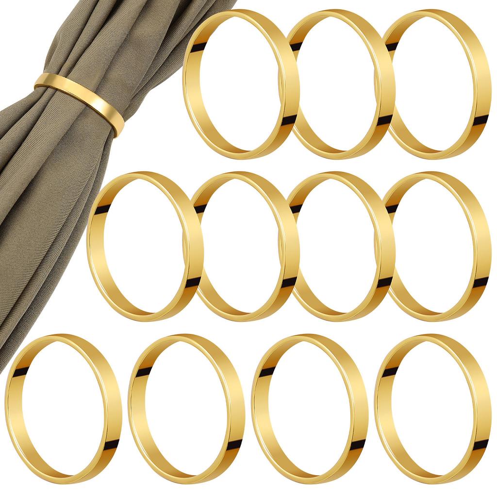 12Pcs Napkin Rings Gold Zinc Alloy Minimalist Loop Napkin Buckles Wedding Dinner Table Decorative Rings Serviette Holder