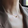 Women's Titanium Steel Clavicle Chain Necklace with Gold Bead Pendant - Non-Fading, Make a Wish, Shine Bright.