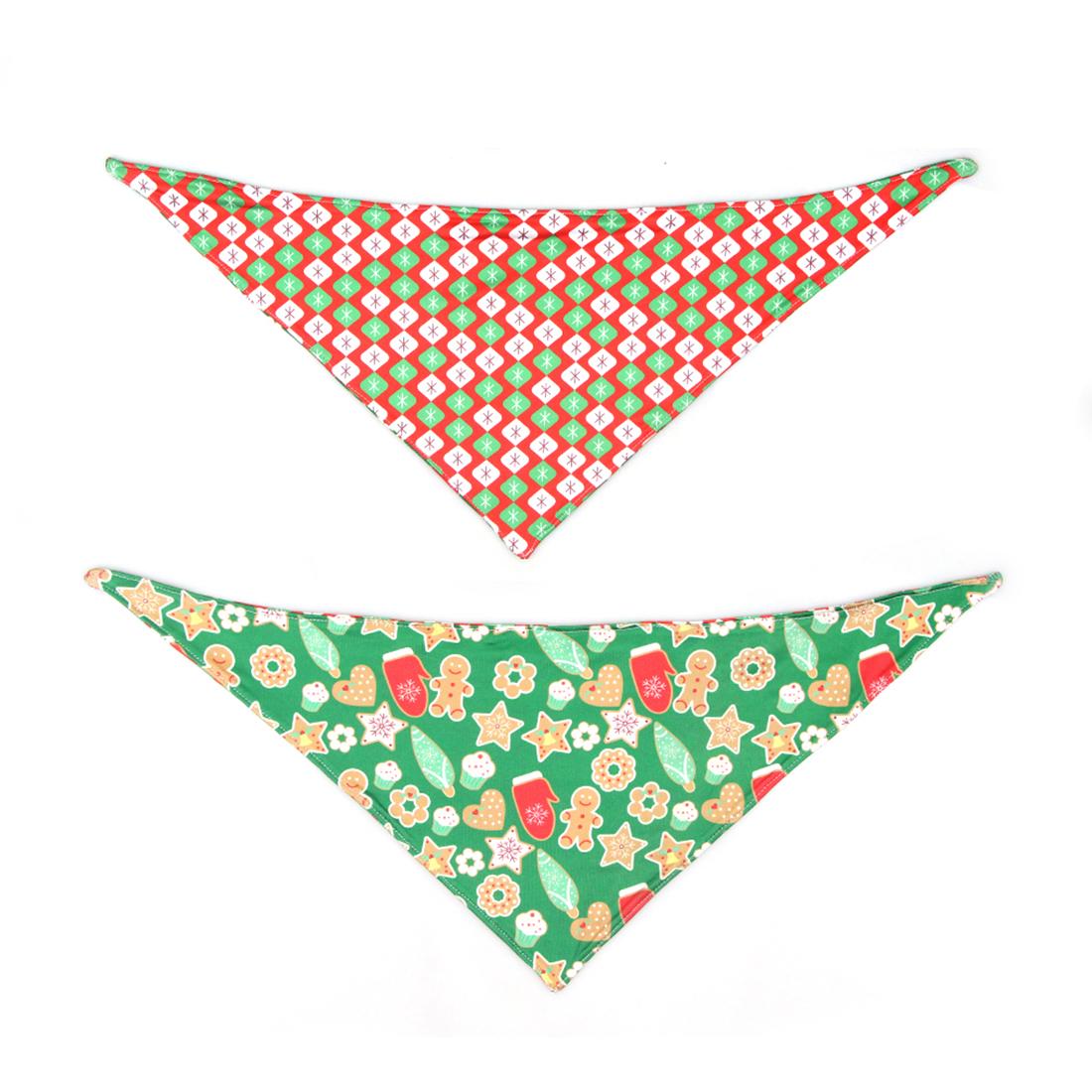 

Dog Bandana Christmas Available on both sides Printed Pet Bandana Gingerbread Snowman Scarf Triangle Pet Accessories Decoration S 49x43x43cm зелений