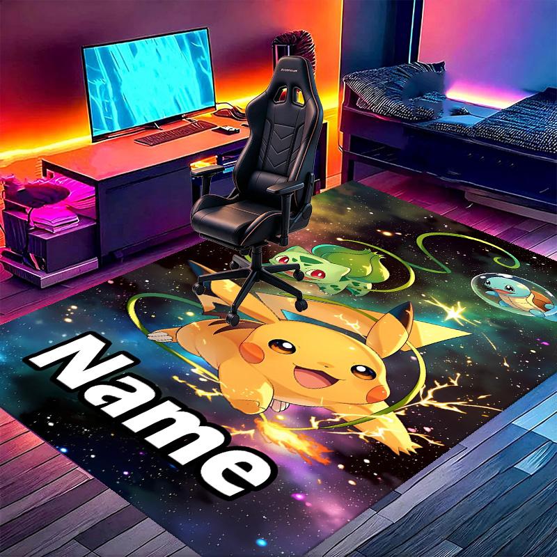 Custom Name Personalized Pokemon Print Carpet, Versatile Home Decor Rug, for Playroom, Apartment, Balcony, Entryway, Hallway Gift