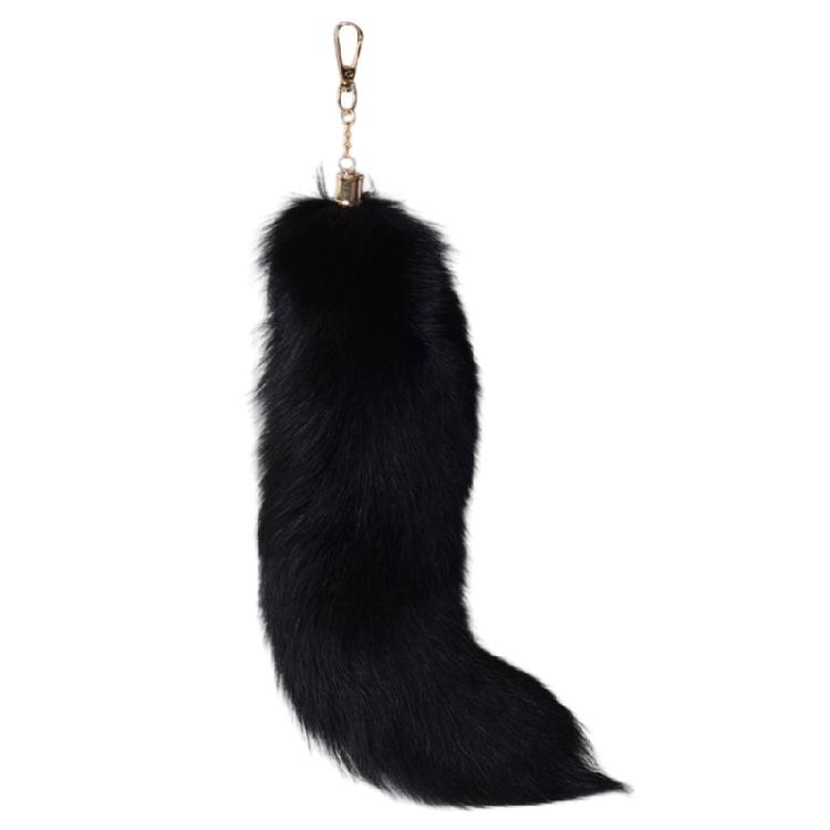 

Cosplay Faux Hair Foxes Tail Charm Fashionable Keychain with Foxes Tail Pendant Keyrings Accessory for Car and Bag чорний