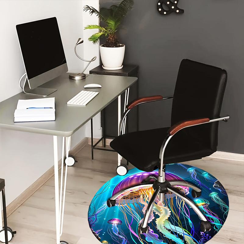 

1pc Office Carpet Chair Mats Colorful Jellyfish Ocean Scene Perfect for Decorating Office Chairs, Living Rooms, Or Bedrooms.YDT128 80cm by 80cm