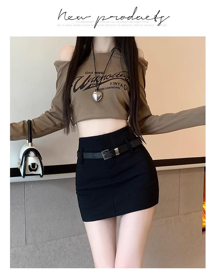 Women's High-Waist Belted Black A-Line Skirt - Sexy Summer Style