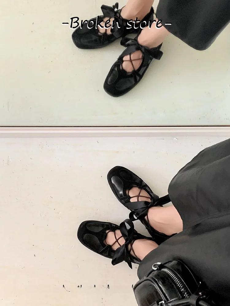 Ballet Sle Real Leather  Women's Increased Height Casual Function German Training oes with Ribbon Butterfl