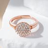 Rose Gold Color Crystal Flower Big Ring For Women Trendy Shiny Full Natural Zircon Accessories Fine Daily Jewelry