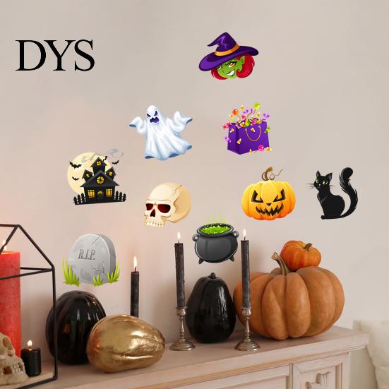 Waterproof Halloween Glass Decals for Windows Wall Stickers, PVC Windows, Classic Ghosts Decorative Atmosphere Pumpkins Skeletons Self-adhesive
