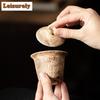 70ml Handamde Coarse Pottery Gaiwan Retro Old Rock Mud Small Two Talent Tea Tureen Tea Maker Cover Bowl Kung Fu Tea Items Craft