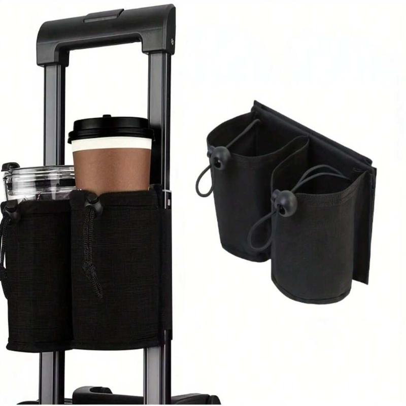 Travel Cup Holder for Luggage Portable Drink Bag Holders Two Coffee Mugs Attaches To Suitcase Handles Travel Accessory for Men