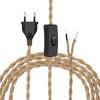 3M Plug In Pendant Lights Cable with ON OFF Switch Lighting Fitting Rustic Suspended Kit with Plug In Cord Hemp Rope EU US Plug