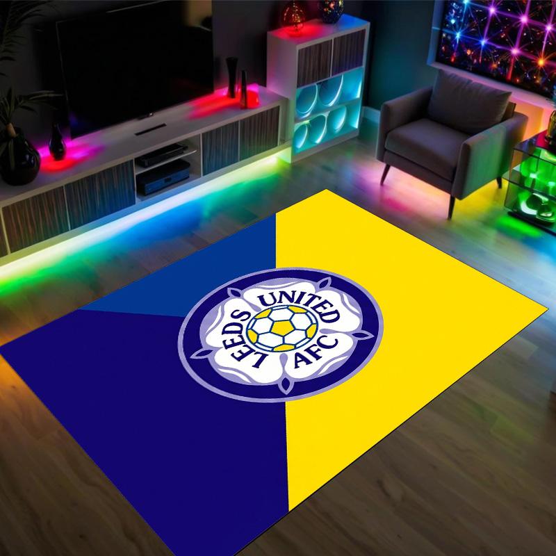 Leeds United Voetbal Ontwerp Kristal Fluweel Tapijt Gezellig Niet?Antislip Bedrukt Tapijt Voor Slaapkamer Woonkamer Entree