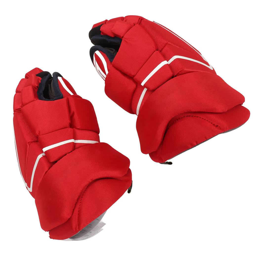 1 Pair Red Ice Hockey Gloves Hand Protection Adult Ice Hockey Gloves for Roller Skating 8 inches