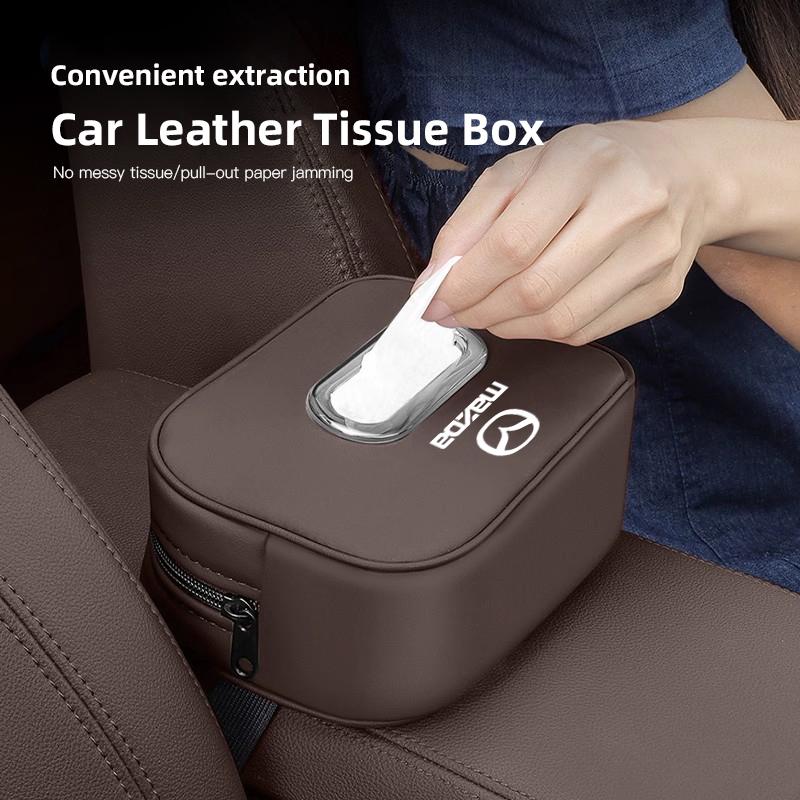 2025 Hot Mazda Car Leather Tissue Box Car Interior Accessories Tissue Storage Bag For CX5 CX3 CX9 MX5 RX8 Axela Demio Atenza MS