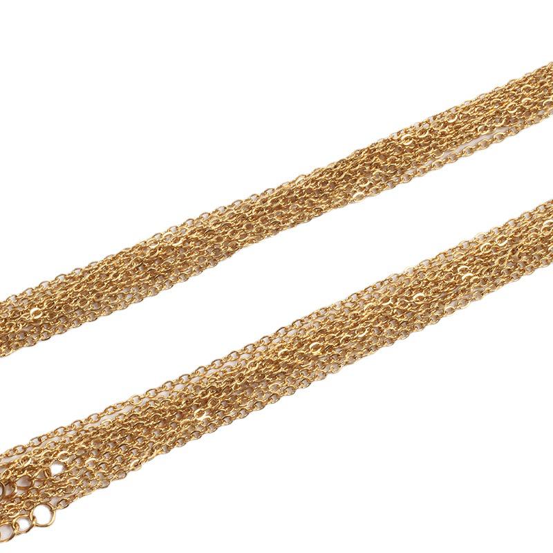 18K Gold Stainless Steel Electroplated Necklace with Round Bead and Lips Chain for DIY Jewelry.