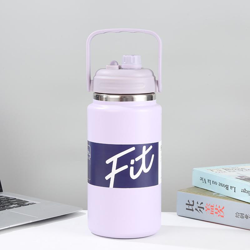 50oz New large capacity insulation bucket, Multi-functional 304 stainless steel thermo jug, Outdoor portable sports kettle, 1.5L