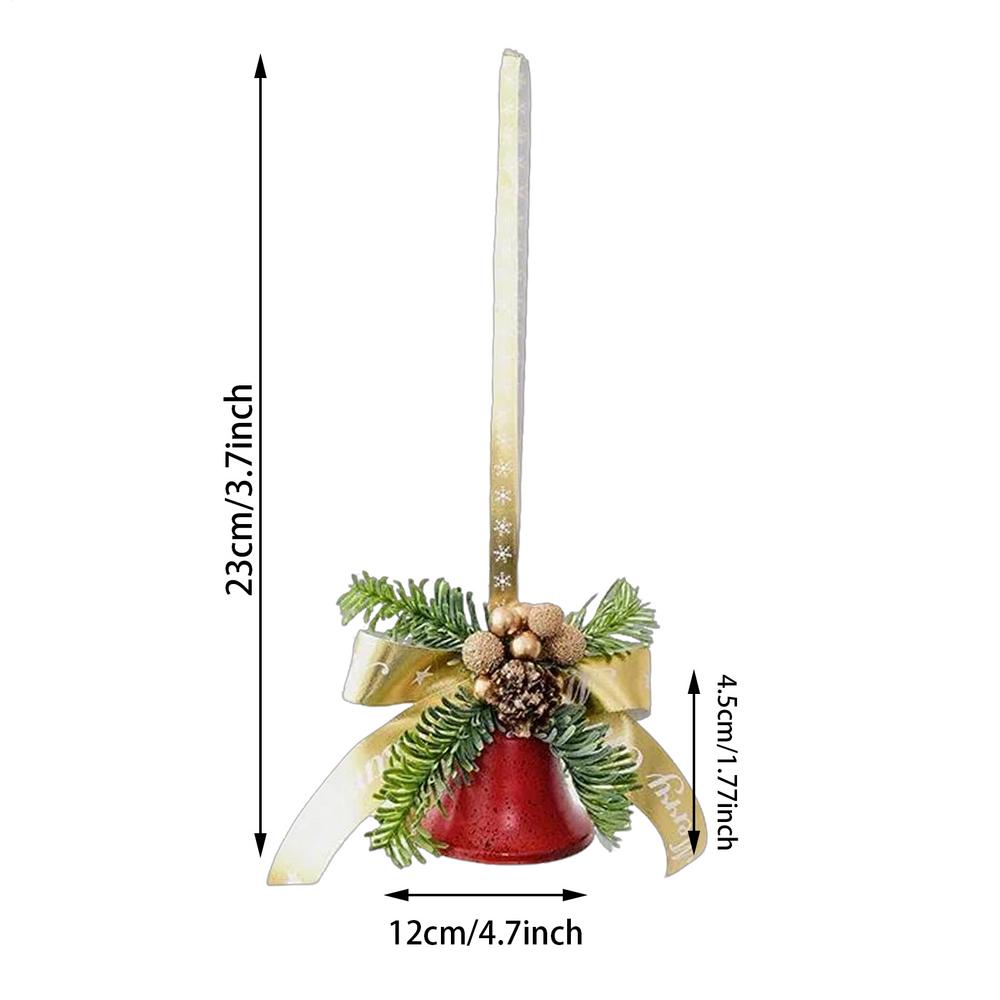 Christmas Tree Decorations Bell Christmas Bow Bell Ornament Hangable Rustic Pine Needle Berry Bows Bell Jingle Bell Decor Other