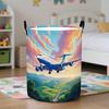 1pc Foldable Airplane-Themed Laundry Basket Suitable for Room,, Dorm - Collapsible Storage Hamper with Handle, Polyester Clothes for &, Space-Saving B