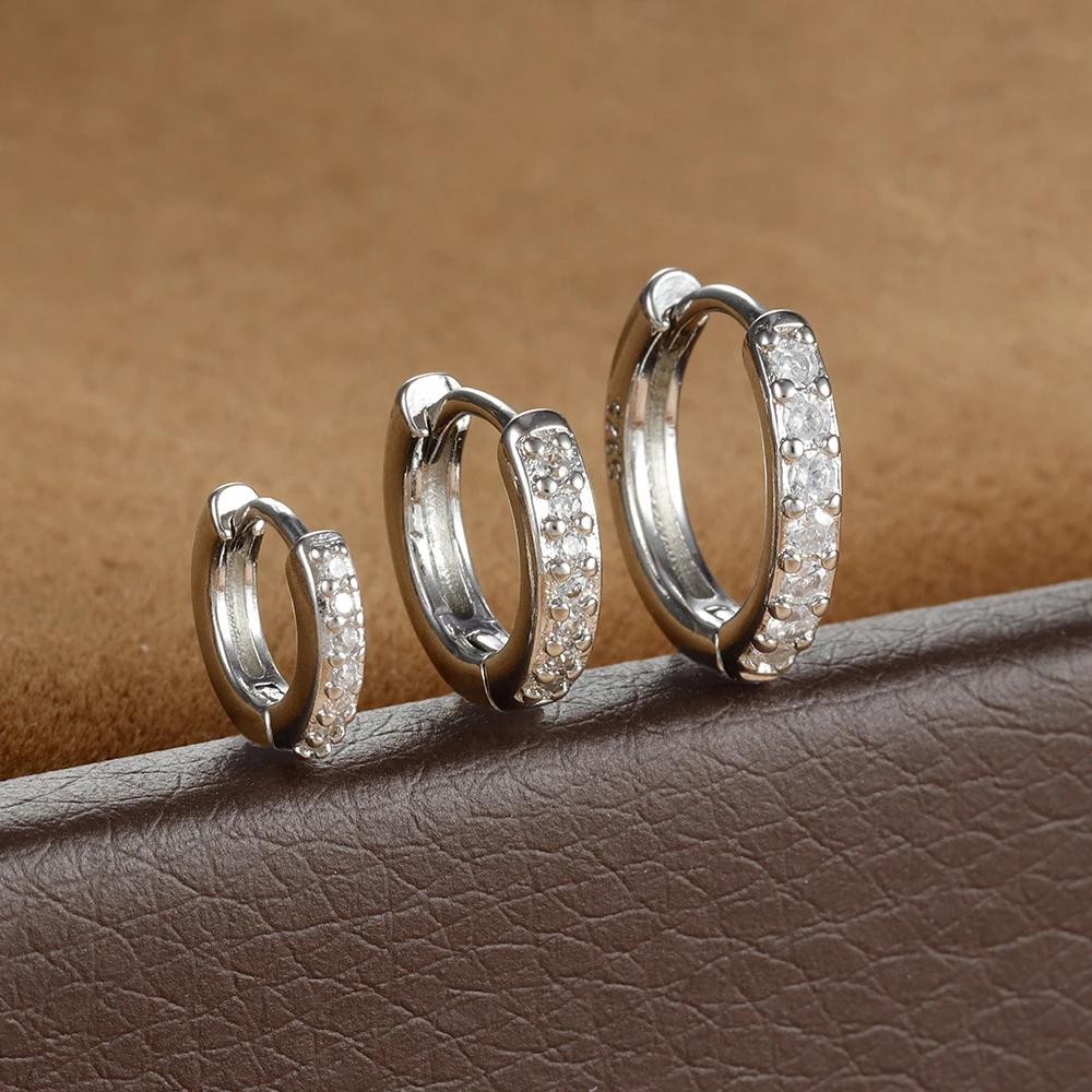 3PCS 6/8/10mm Round Circle Stainless Steel Zircon Huggie Hoop Earrings Set for Women Tiny Unisex Rock Earring Piercing Jewelry