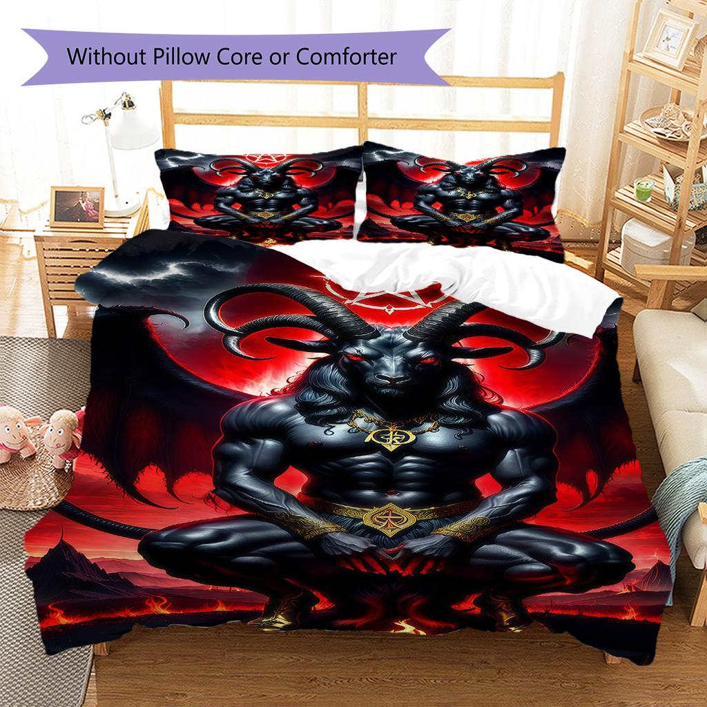 Satan Symbol Pattern Bedding,Quilt Set Quilt Cover Pillowcase Home Birthday Gift (1 * duvet cover + 2 * pillowcase, without core)