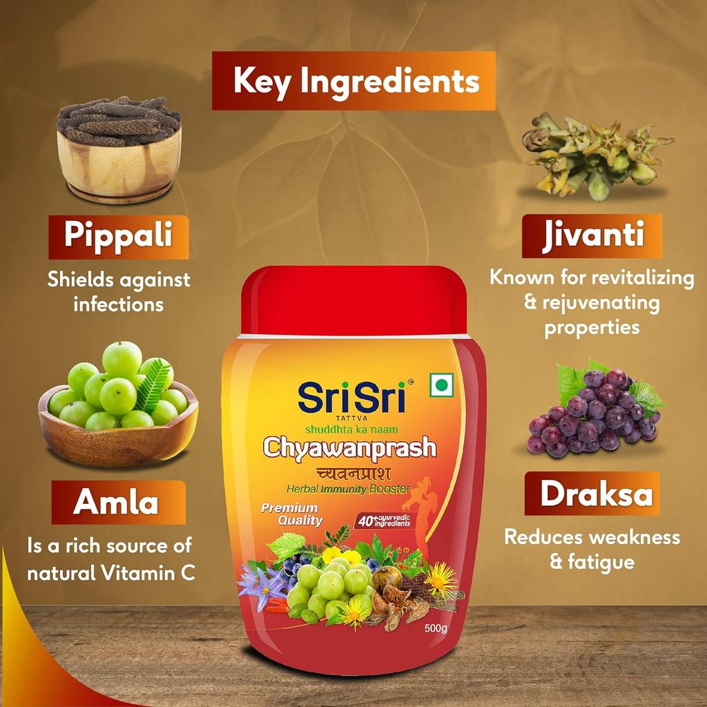 Sri Sri Tattva Chyawanprash Integratore Immunitario Erboristico Con Confezione da 500g Per Forza Vitalità ed Energia