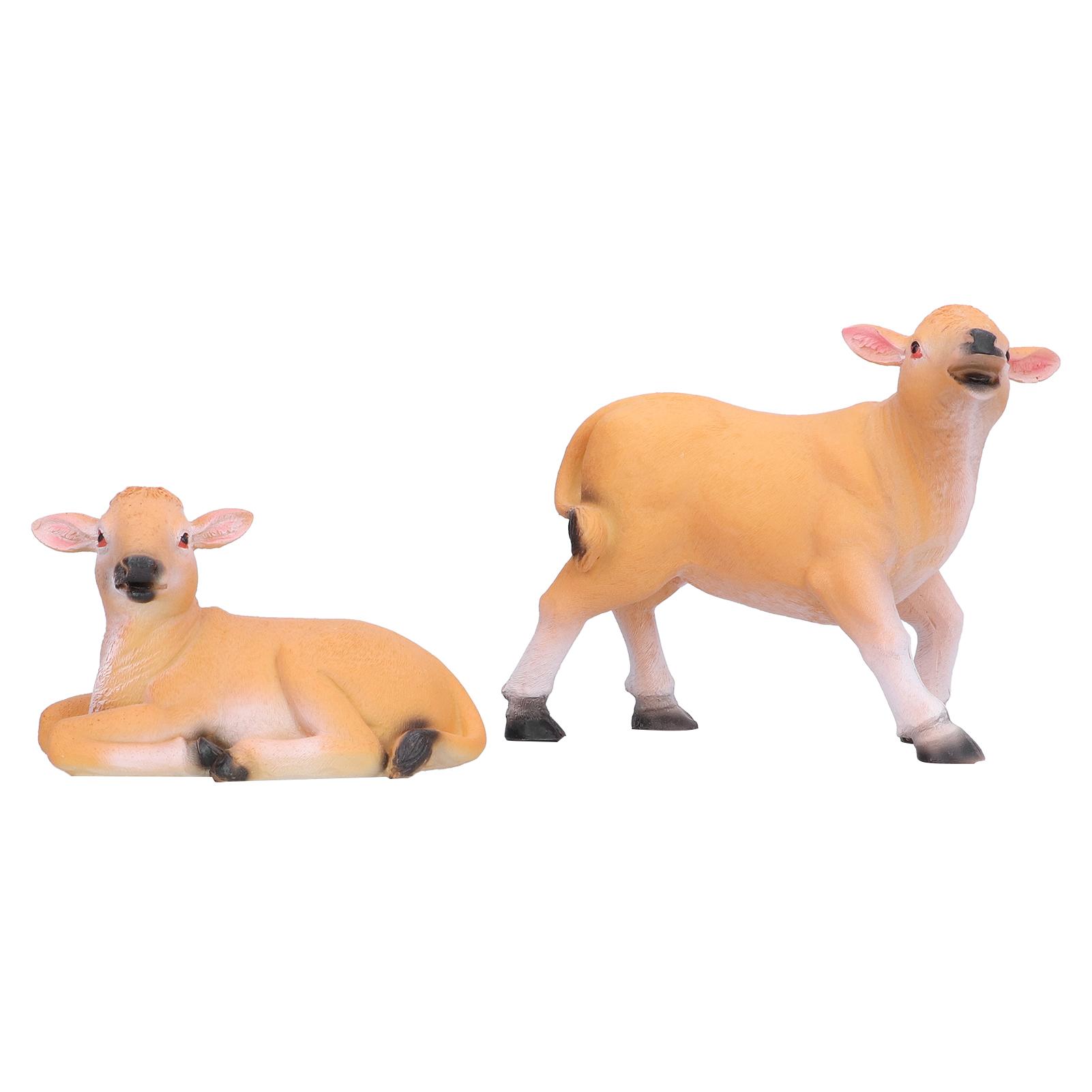 Resin Cattle Ornament 2pcs Animal Model Cattle Figurine Crafts for Garden Courtyard