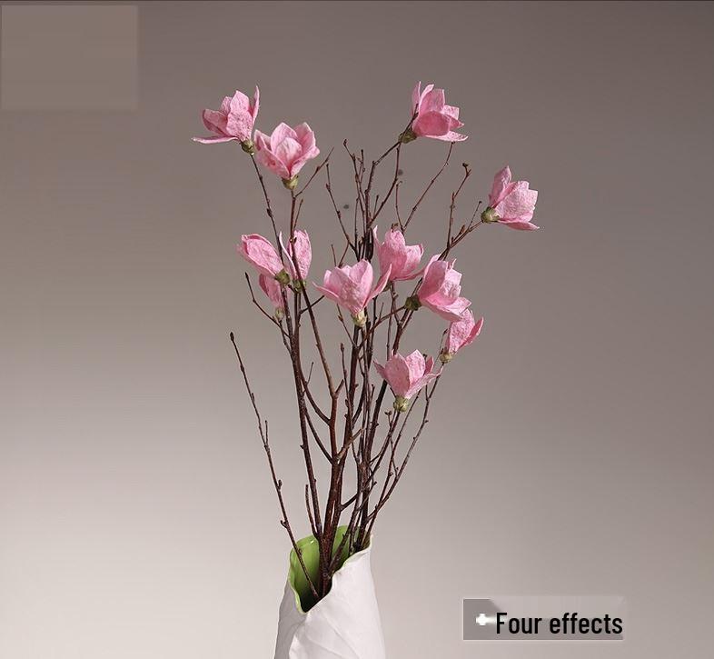 Magnolia Simulation Flower Arrangement: Floor-Standing Dried Branch Bouquet for Bedroom & Living Room Décor