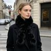 Warm Winter Accessories for Her Women Faux Fur Scarf, Neck Warmer with Magnetic Buckle, Chic Ball Scarf Elegant Draping Design Plush Long Soft Collar