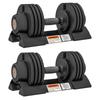 Adjustable Weights Kit with Dumbbell Holder and Non-Slip Grip, In Steel and ABS, 33x16x16 Cm, Black