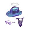 Pack of 3 Carnivals Adult Cowboy Hat with Heart Sunglasses+Cashew Kerchief Adult Fedoras Hat Photography Costume