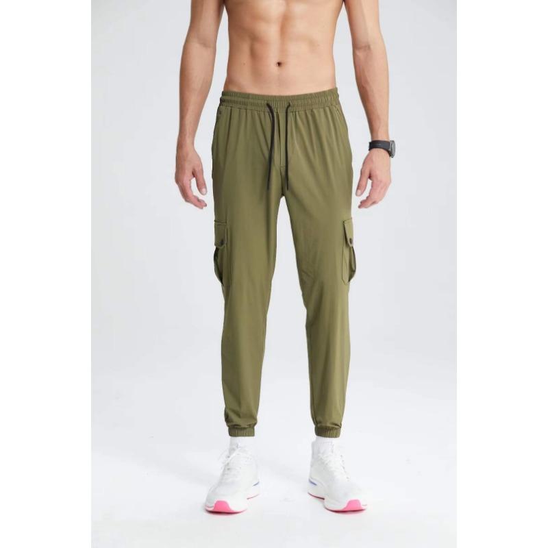 Men s Quick-Dry Cargo Jogger Pants, Elastic Waist Drawstring Athletic Trousers With Multi-Pockets M зелёный