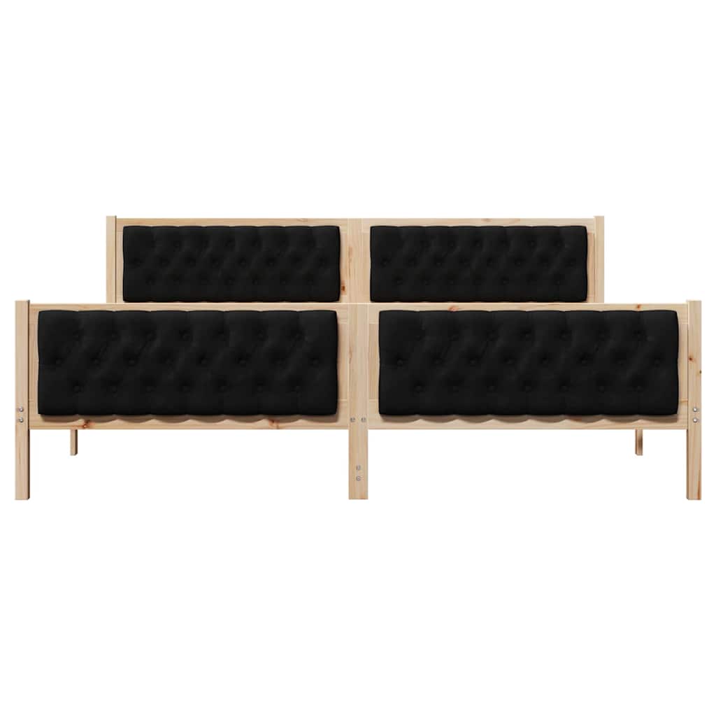 Bed Frame Black 200 x 200 cm Solid Pine Wood