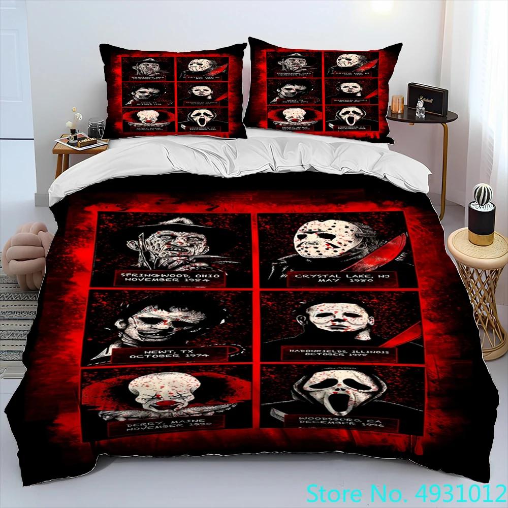 Horror Movie Character Chucky Saw Comforter Bedding Set,Duvet Cover Bed Set Quilt Cover Pillowcase,King Queen Size Bedding Set
