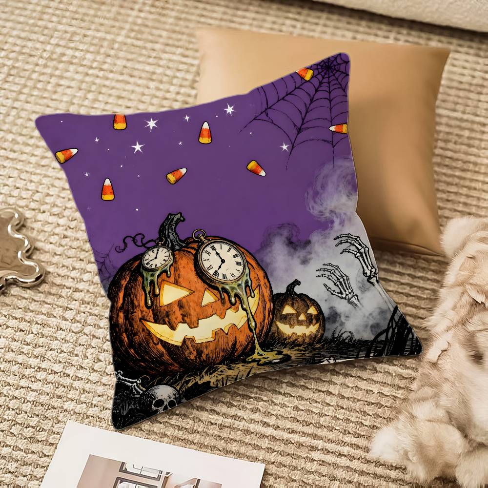 

Surreal Halloween Pillow Case Anti-dustmite Invisible zipper Sofa Bed 12x12Inch
