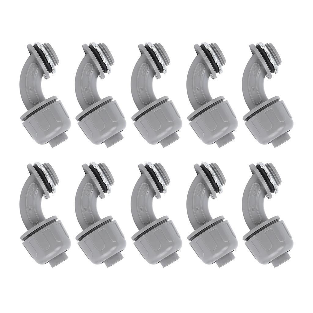 10Pcs 1in NPT Liquid Tight Connector Nylon 90 Degree Flexible Non Metallic Electrical Conduit Connec