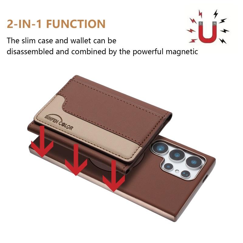 Custodia a Portafoglio Magnetica 2in1 Staccabile per Telefono con Porta Carte per Samsung Galaxy S25 Ultra S24 FE S23 Plus S22 S21 A56 A36 Copertura Flip in Pelle