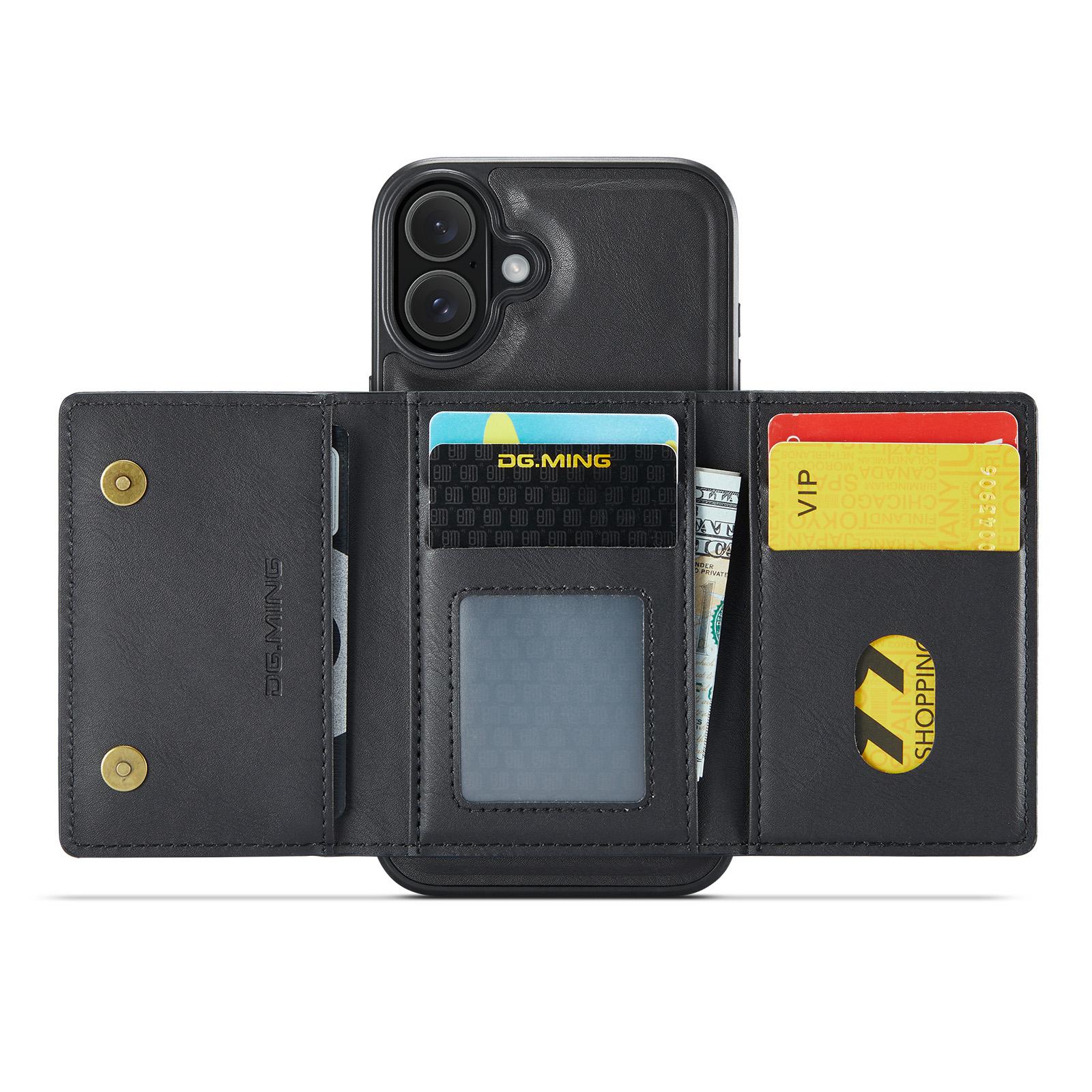 

For iPhone 16 Plus Case Detachable Magnetic Leather Phone Cover with Card Slots Coffee