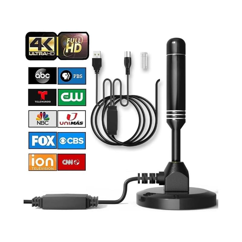 

Комнатная и уличная ТВ-антенна 4K 1080P HD цифровая антенна для местных каналов чёрный