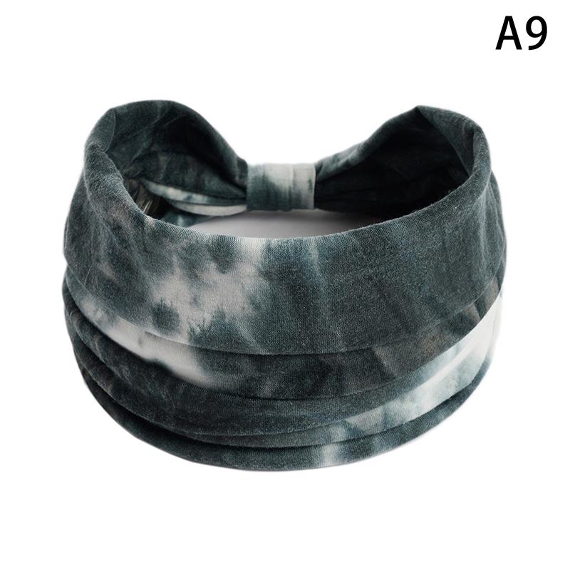Tie-Dye Boho Knot Turbans Yoga Elastic Head Wrap Women Headband Wide Hairbands Headwear Bandanas  Hair Band Accessories