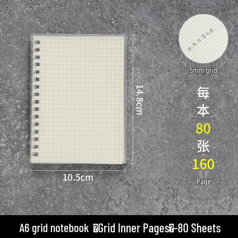 Creative Transparent Spiral Notebook - A6, A5, B5 Grid, Lined, Blank, Cornell Layouts