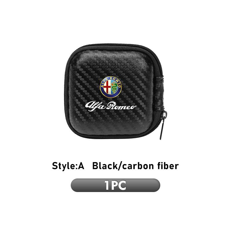 For Alfa Romeo Headphone Data Cable Storage Portable Charger Zipper Box GT Stelvio F1 Brera Volante Tonale Gloria Disco