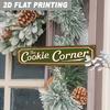 2D Flat - A 2D Flat, Retro-Style Metal Wall Sign Featuring a "Cookie Corner" Design - Made from Durable, This Vintage Bakery Decoration Showcases Cook